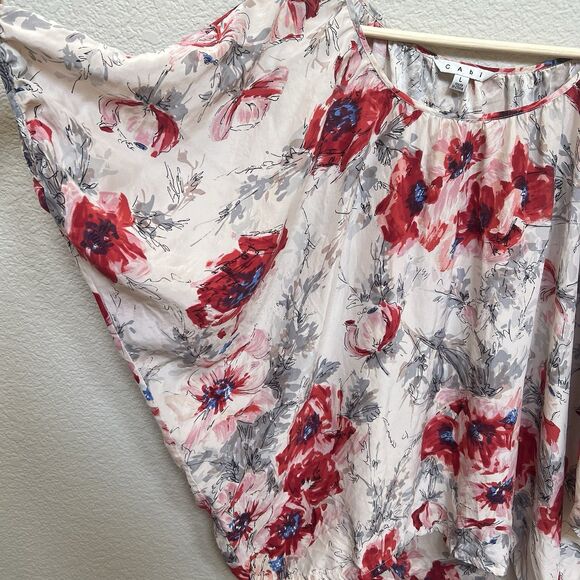 Cabi 399 Gypsy Size Large Watercolor Floral 100% Silk Flowy Dolman Blouse Top - Picture 4 of 10